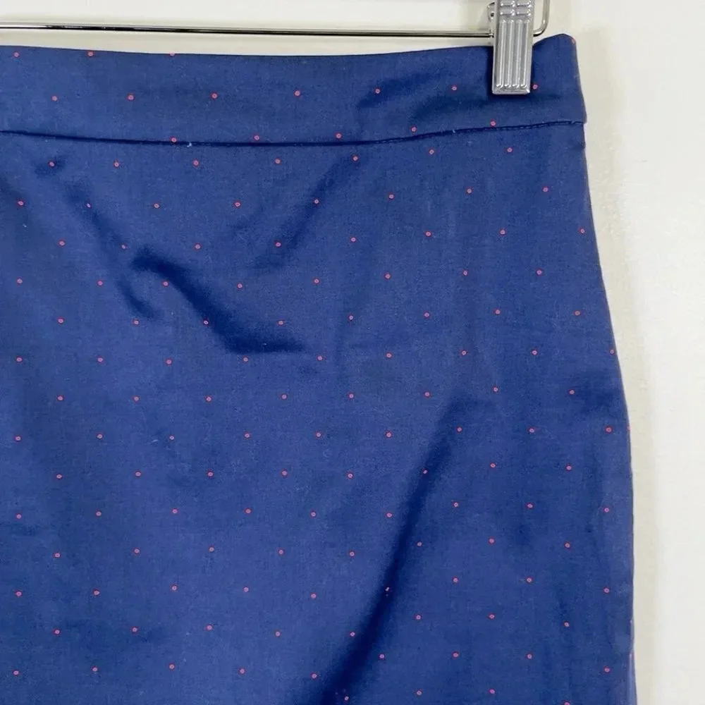 J.crew The Pencil Skirt Navy Red Polka Dot